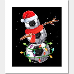 Dabbing Soccer Christmas Lights Snowman Santa Sweater Ugly Posters and Art